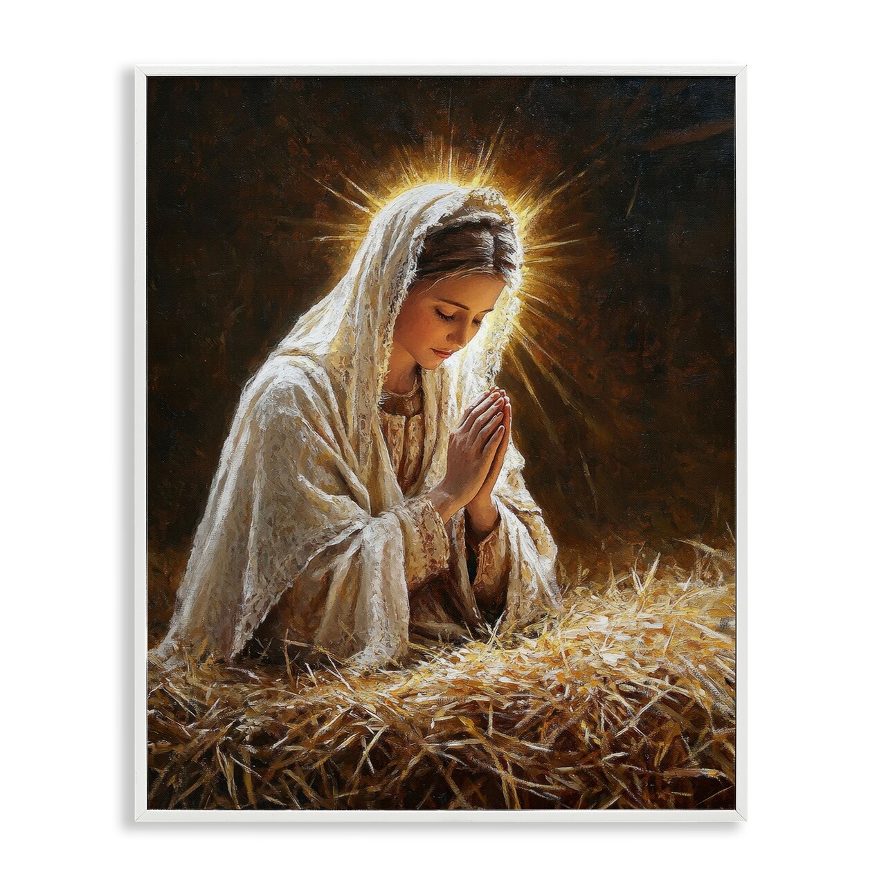 Stupell Industries Holy Mary Prayer Framed Giclee, design by Petal Prints Design